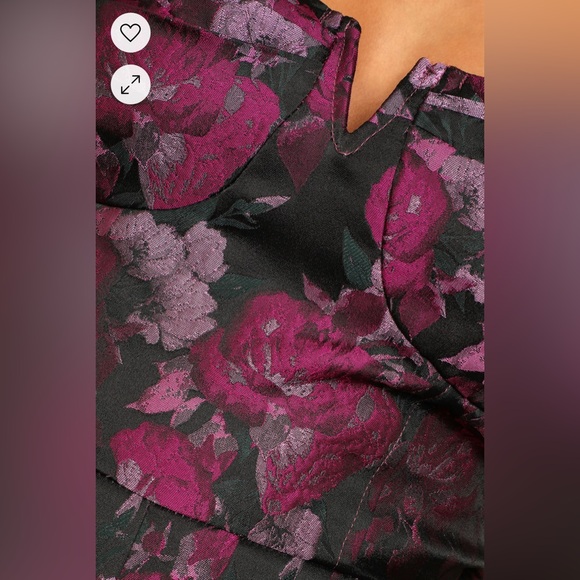 Lulus New Glam Black Floral Jacquard Bustier Off-the-Shoulder Jumpsuit Sz Large - Picture 5 of 14